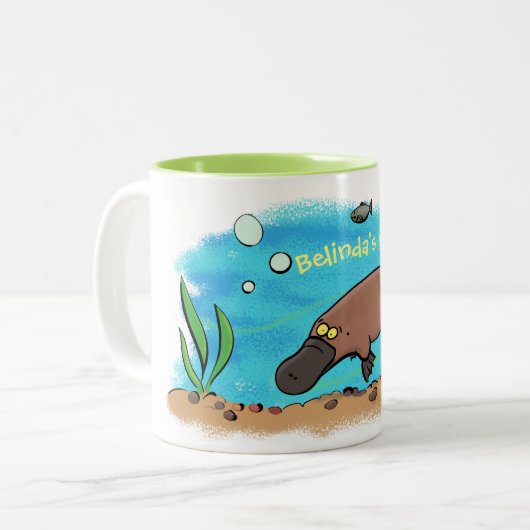Cute platypus bande dessinée mug (Devant gauche)