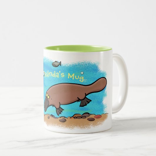 Cute platypus bande dessinée mug (Devant droit)