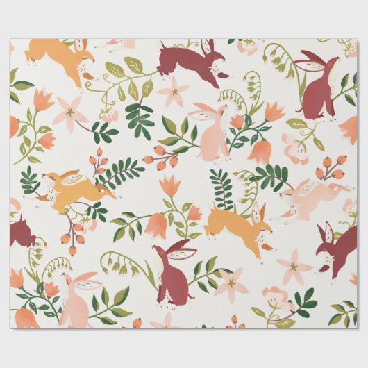 Cute & Playful Bunny Pattern Cadeaupapier (Vlak)