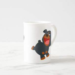 Cute Playful Cartoon Baby Rottweiler Porselein Kop