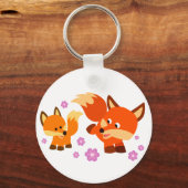 Cute Playful Cartoon Foxes Sleutelhanger (Voorkant)