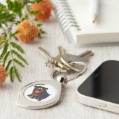 Cute Playful Cartoon Rottweiler Metal Sleutelhange Sleutelhanger (Zijkant)