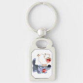 Cute Playful Cartoon Sheep and Wolf Metal Sleutelh Sleutelhanger (Voorkant)