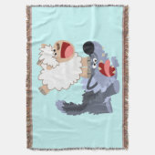 Cute Playful Cartoon Sheep and Wolf Throw Blanket Deken (Voorkant Verticaal)