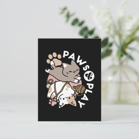 Cute Playful Cats Design – Fun Paws and Play Art Briefkaart (Staand voorkant)