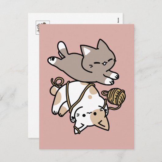 Cute Playful Cats Design – Fun Paws and Play Art Feestdagenkaart (Voorkant / Achterkant)