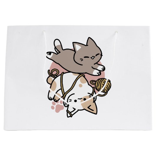 Cute Playful Cats Design – Fun Paws and Play Art Groot Cadeauzakje (Voorkant)