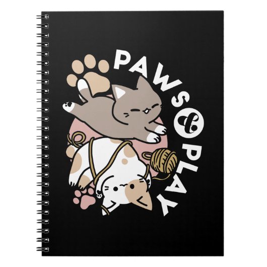 Cute Playful Cats Design – Fun Paws and Play Art Notitieboek (Voorkant)