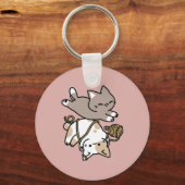 Cute Playful Cats Design – Fun Paws and Play Art Sleutelhanger (Achterkant)