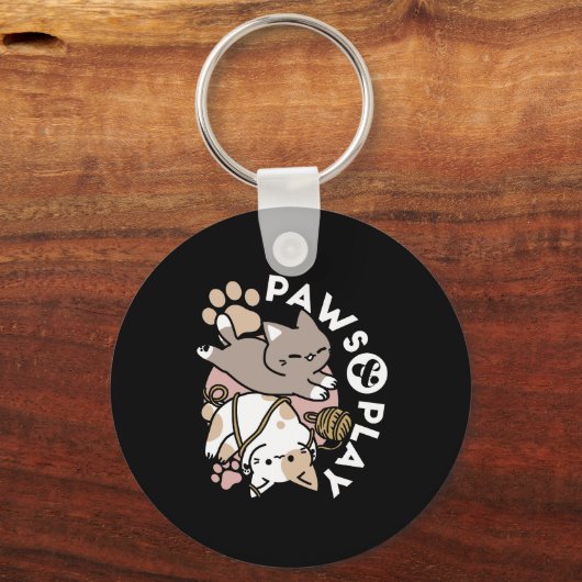 Cute Playful Cats Design – Fun Paws and Play Art Sleutelhanger (Voorkant)
