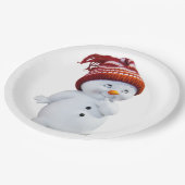 CUTE PLAYFUL SNOWMAN PAPIEREN BORDJE (Gekanteld)
