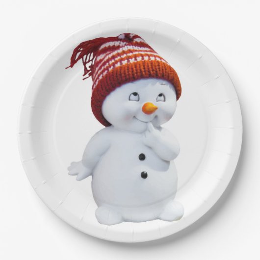 CUTE PLAYFUL SNOWMAN PAPIEREN BORDJE (Voorkant)