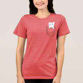 Cute Pocket Cat Minimal Illustration Tri-Blend Shirt