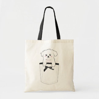 Cute Pocket Puppy Dog Tote Bag