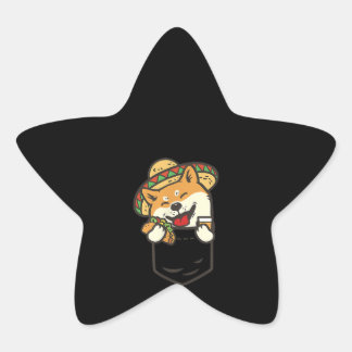 Cute Pocket Shiba Inu Mexican Dog Taco Tequila Ster Sticker
