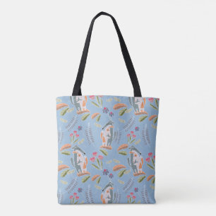 Cute Podenco Matching Floral Sky Blue Draagtas
