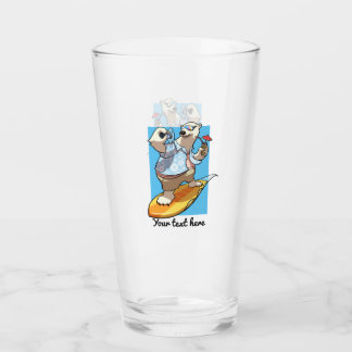 Cute Polar Bear Add Your Text Surfing Cartoon Glas