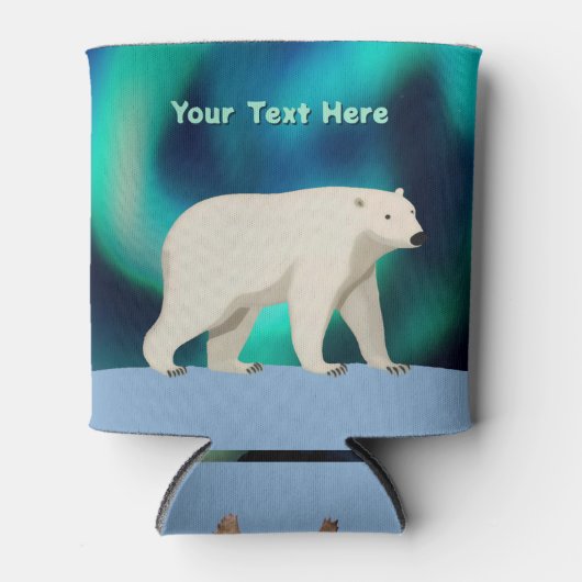 Cute Polar Bear and Northern Lights Blikjeskoeler (Voorkant)