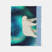 Cute Polar Bear and Northern Lights Fleece Deken (Voorkant)