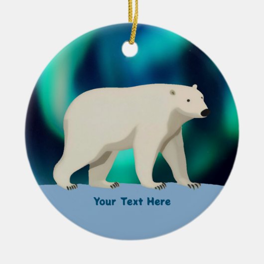 Cute Polar Bear and Northern Lights Keramisch Ornament (Voorkant)