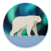 Cute Polar Bear and Northern Lights Keramische Knop (Voorkant)