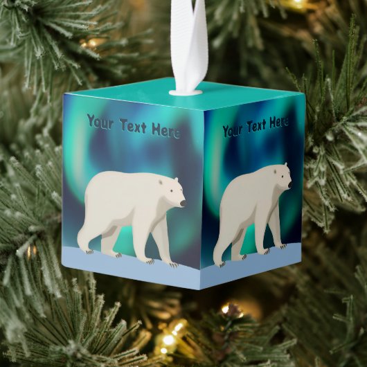 Cute Polar Bear and Northern Lights Kubus Ornament (Boom)