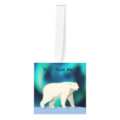Cute Polar Bear and Northern Lights Kubus Ornament (Voorkant)