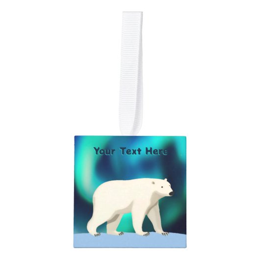 Cute Polar Bear and Northern Lights Kubus Ornament (Voorkant)