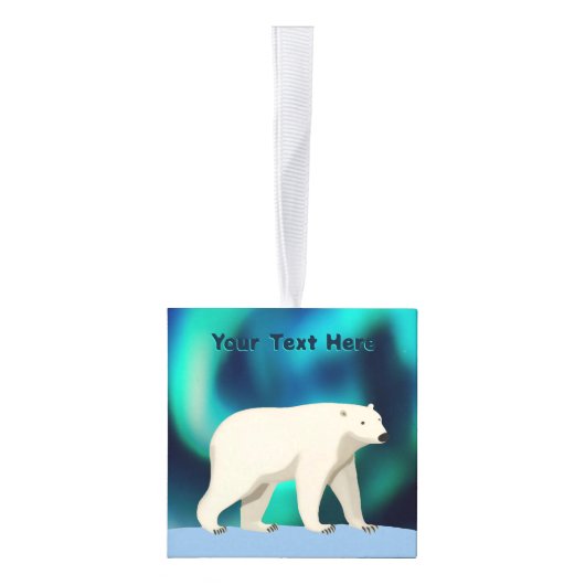 Cute Polar Bear and Northern Lights Kubus Ornament (Rechts)