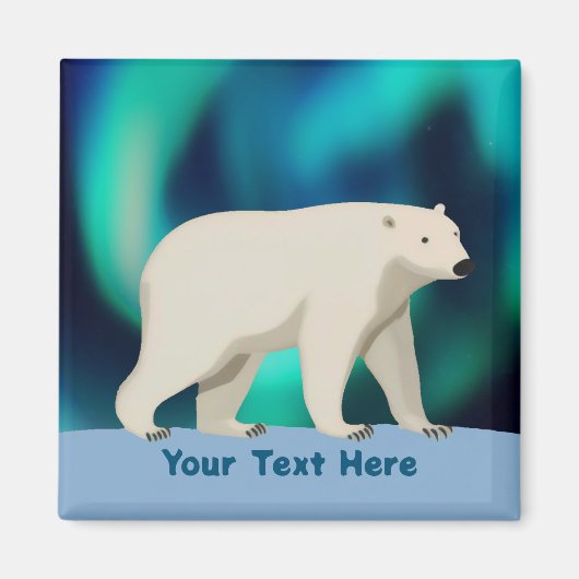 Cute Polar Bear and Northern Lights Magneet (Voorkant)
