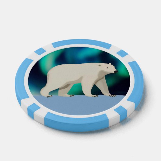 Cute Polar Bear and Northern Lights Poker Chips (Enkel)