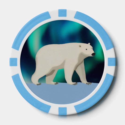 Cute Polar Bear and Northern Lights Poker Chips (Voorkant)