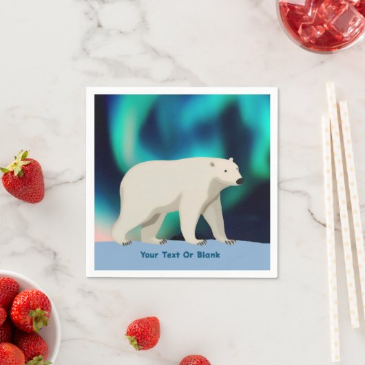 Cute Polar Bear and Northern Lights Servet (Insitu)