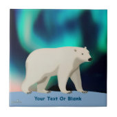 Cute Polar Bear and Northern Lights Tegeltje (Voorkant)