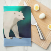 Cute Polar Bear and Northern Lights Theedoek (Quarter Fold)