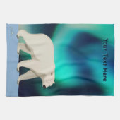 Cute Polar Bear and Northern Lights Theedoek (Horizontaal)