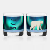 Cute Polar Bear and Northern Lights Whisky Glas (Achterkant)