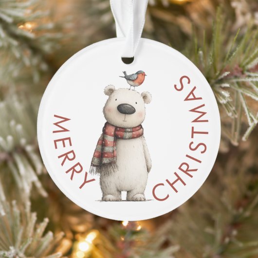 Cute Polar Bear and Robin Merry Christmas (Arbre)