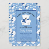 Cute Polar Bear and Snowflakes Baby Shower Kaart (Voorkant / Achterkant)