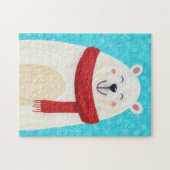 Cute Polar Bear Art Christmas Holiday Puzzle Art (Horizontal)