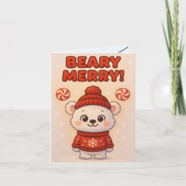 Cute Polar Bear Christmas Kaart