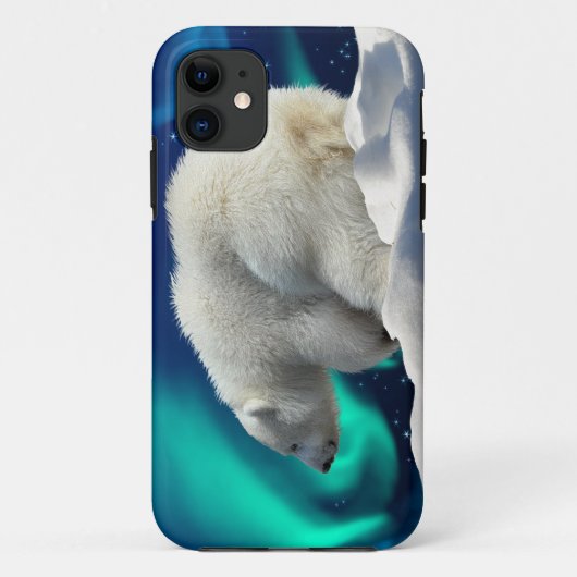 Cute Polar Bear Cub & Aurora iPhone 5 Coque (Dos)