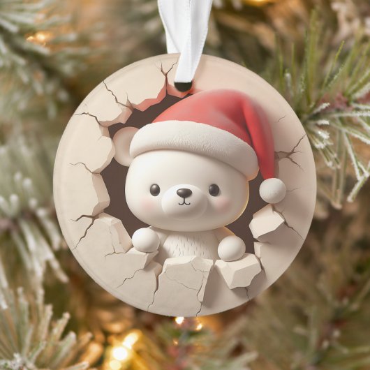 Cute Polar Bear Double-Sided Holiday Ornament (Boom)