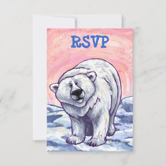 Cute Polar Bear Party Centre RSVP (Devant)