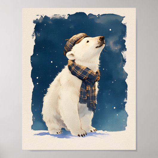 Cute Polar Bear Poster Animal Nursery Wall Art (Devant)