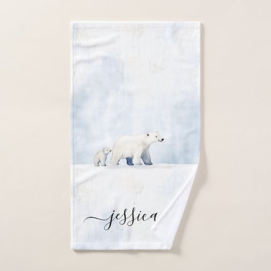 Cute polar bear script name (Serviette à main)
