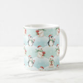 Cute Polar Bears & Penguins Christmas Pattern Mug (Devant droit)