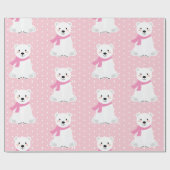 Cute Polar Beer Baby Girl Roze Cadeaupapier (Vlak)