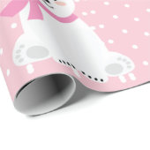 Cute Polar Beer Baby Girl Roze Cadeaupapier (Rol Hoek)