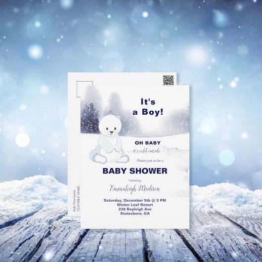 Cute Polar Beer Baby shower Briefkaart